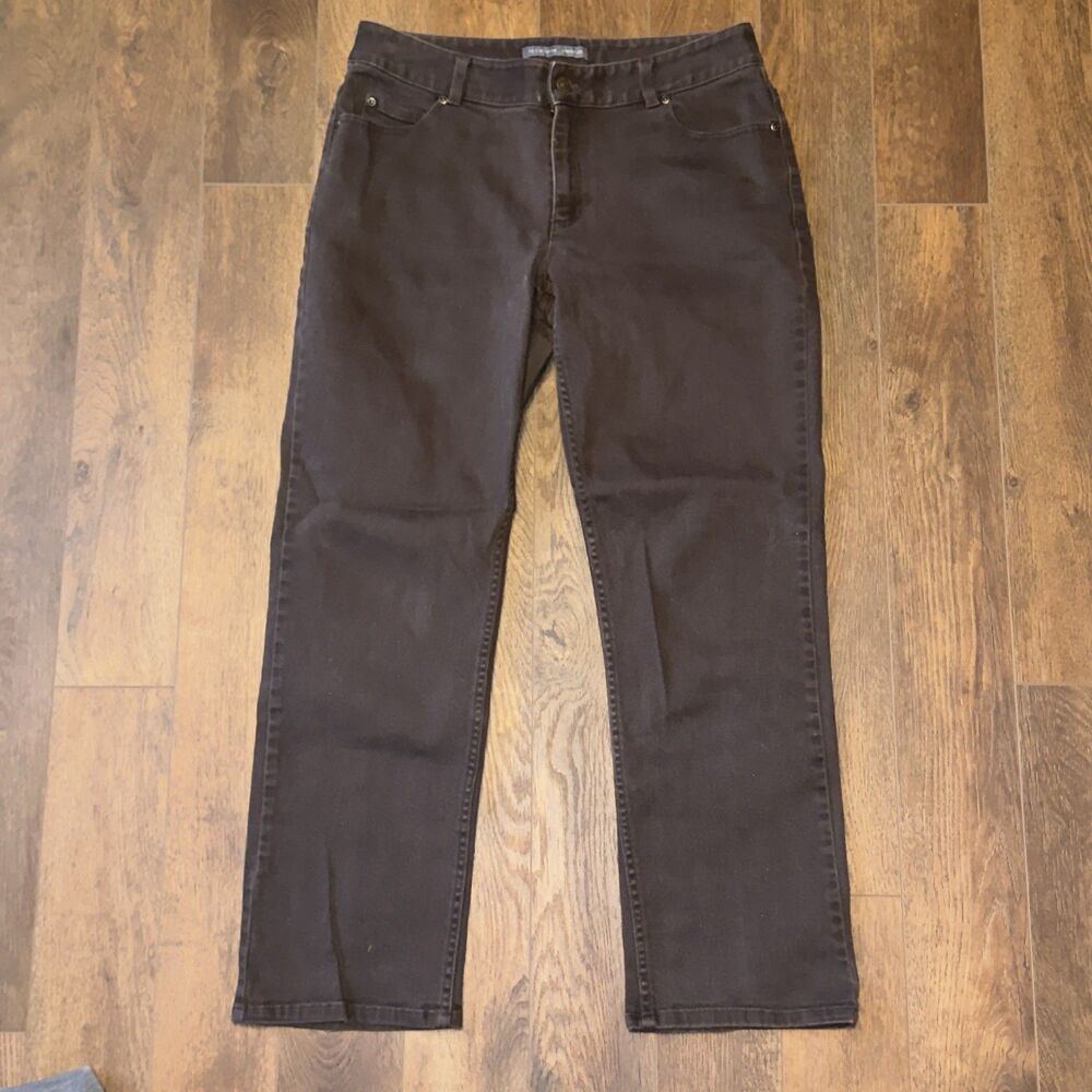 Liz Claiborne Petite Sz 10 Brown Jeans Straight Leg